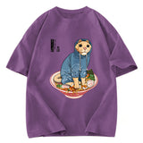 Tokyosol Japanese Cat On Ramen Washed T Shirt
