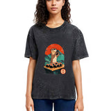 Tokyosol Otter Eating Sushi Washed T Shirt