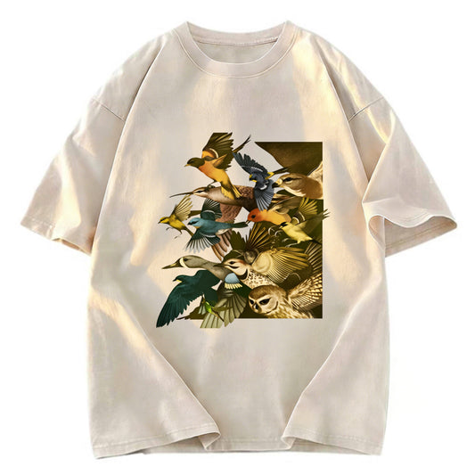 Tokyosol Flock Of Flying Birds Washed T Shirt