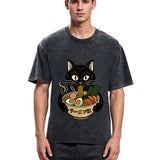 Tokyosol Cat Ramen Fanatic Washed T Shirt