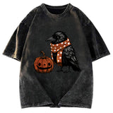 Tokyosol Crow And Pumpkin Back Washed T Shirt