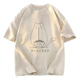 Tokyosol Ramen Cat Washed Zip T Shirt