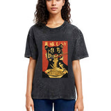 Tokyosol Tiger Eating Delicious Ramen Washed T-Shirt