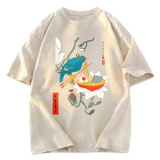 Tokyosol Bird And Ramen Ukiyoe Washed T Shirt