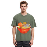 Tokyosol Cute Cat Ramen Washed T Shirt
