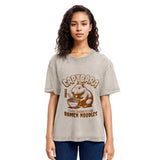 Tokyosol Retro Capybara Eating Ramen Washed T Shirt