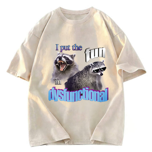 Tokyosol Fun Raccoon Meme Washed T Shirt