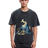 Tokyosol Cat In Kimono Eating Sushi Washed T Shirt