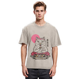 Tokyosol Cute Sushi Cat Eating Washed T Shirt