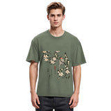 Tokyosol Japanese Bird And Wood Painting Washed T Shirt