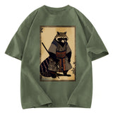 Tokyosol Japanese Raccoon Samurai Washed T Shirt