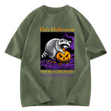 Tokyosol Trashy Halloween Raccoon Washed T Shirt