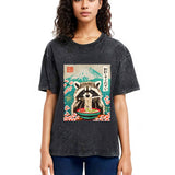 Tokyosol Please Give Raccoon A Discount Washed T Shirt