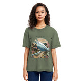 Tokyosol Retro Japan Culture Bird Washed T Shirt