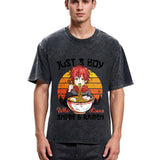Tokyosol Just A Boy Who Loves Anime And Ramen Washed T Shirt