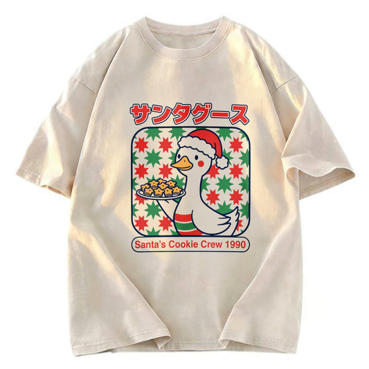 Tokyosol Kawaii Christmas Goose Washed T Shirt