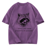 Tokyosol Stupid Raccoon Funny Washed T Shirt