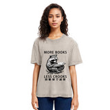 Tokyosol Raccoon Reading Books Less Crooks Washed T Shirt