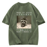 Tokyosol Raccoon Woke Up Again Washed T Shirt