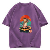 Tokyosol Otter Eating Sushi Washed T Shirt