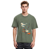Tokyosol Japanese Art Birds On Cherry Blossom Washed T Shirt