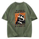 Tokyosol Raccoon Live Fast Eat Trash Washed T Shirt