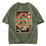 Tokyosol Kawaii Cat Lover Ramen Washed T Shirt