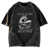 Tokyosol Raccoon Reading Books Less Crooks Washed T Shirt