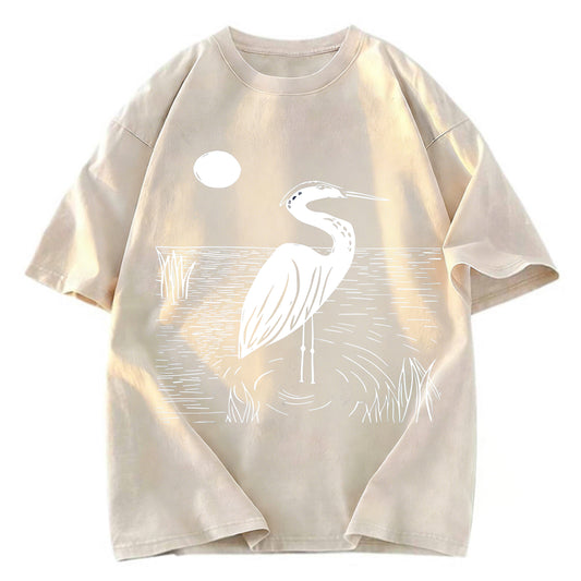 Tokyosol Woodcut Crested Lbis Washed T Shirt