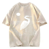 Tokyosol Woodcut Crested Lbis Washed T Shirt