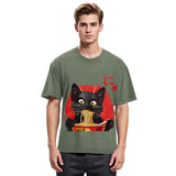 Tokyosol Japanese Ramen Black Cat Washed T Shirt