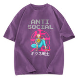 Tokyosol Anti Social Manga Girl Washed T-Shirt