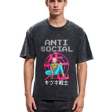 Tokyosol Anti Social Manga Girl Washed T-Shirt