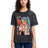 Tokyosol Cherry Blossoms in Error 404 Anime Girl Washed T-Shirt