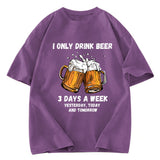 Tokyosol I Only Drink Beer 3 Times A Week Washed T-Shirt