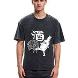 Tokyosol Japanese Retro Beer Landscape Washed T-Shirt