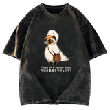 Tokyosol Funny Cat to be Serious Goose meme Washed T-Shirt