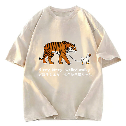 Tokyosol Funny Tiger and Goose Walk Meme T-Shirt