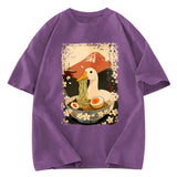 Tokyosol Japanese Ukiyoe Goose Eat Ramen Poster Washed T-Shirt