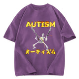 Tokyosol Autism Funny Skeleton Washed T-Shirt