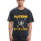 Tokyosol Autism Funny Skeleton Washed T-Shirt