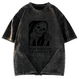 Tokyosol Stay Positive Skeleton Washed T-shirt