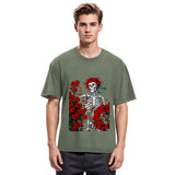 Tokyosol Woodcut Wheel & Roses Washed T-Shirt