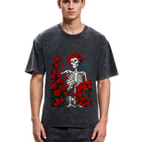 Tokyosol Woodcut Wheel & Roses Washed T-Shirt