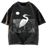 Tokyosol Woodcut Crested Lbis Washed T Shirt