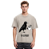 Tokyosol Crow Drinking Black Coffee Funny Washed T Shirt