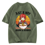 Tokyosol Just A Boy Who Loves Anime And Ramen Washed T Shirt