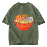 Tokyosol Cute Cat Ramen Washed T Shirt