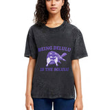 Tokyosol Funny Delusional Raccoon Washed T Shirt