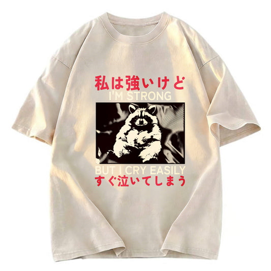 Tokyosol Littlespring I Am Strong Raccoon Washed T Shirt